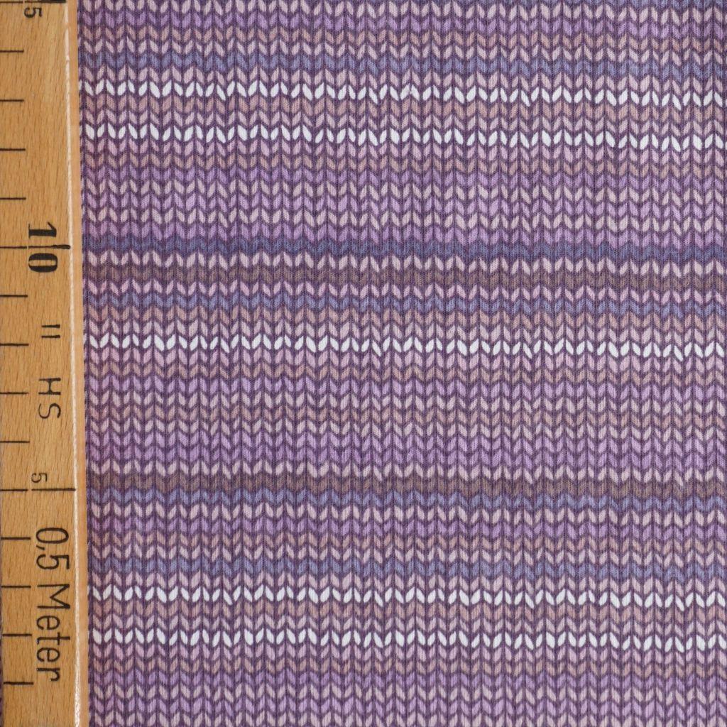 REST Baumwolljersey Digitaldruck Strickmuster flieder Lila